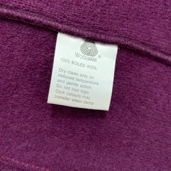 Vintage Ireland Coat Clodagh Callaghan 100% Boiled Wool Purple Art Gold Size 12 - Picture 12 of 14